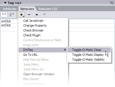 Toggle-O-Matic Behaviors Panel