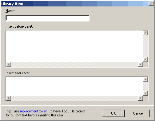 The Library Item dialog box