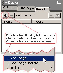 Click the Add button, then select Swap Image from the context menu.