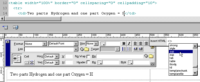 Insert HTM using the Quick Tag Editor