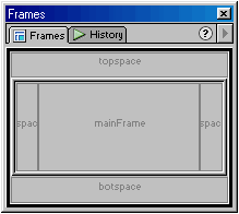 Frames Panel with letterbox frameset.