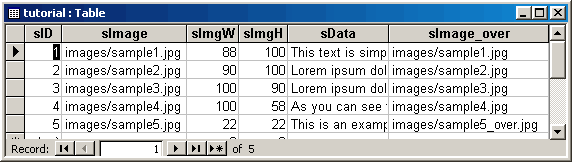 Database used in this tutorial.