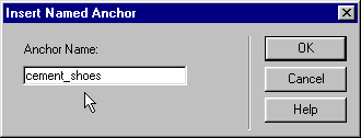 Insert Named Anchor Dialog Window.