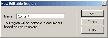 New Editable Region dialog box