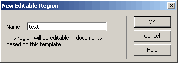 New Editable Region dialog box