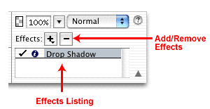 The Effects area of the Property inspector