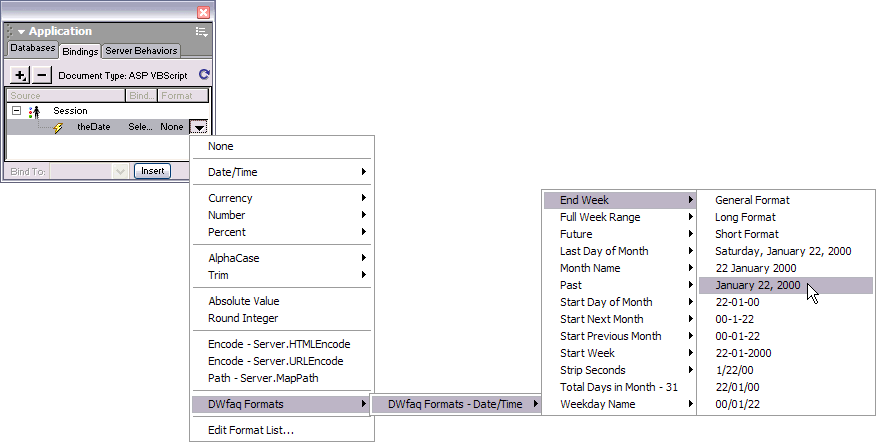 The DWfaq Date/Time Server Formats Menus