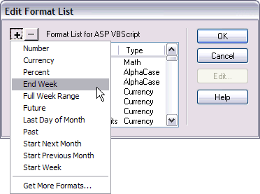 Edit Format List Dialog